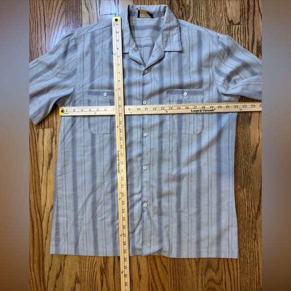 Vintage 60s Triumph of CA Men Button Up Shadow Stripe Shirt Double Pocket L Mod - Picture 9 of 9